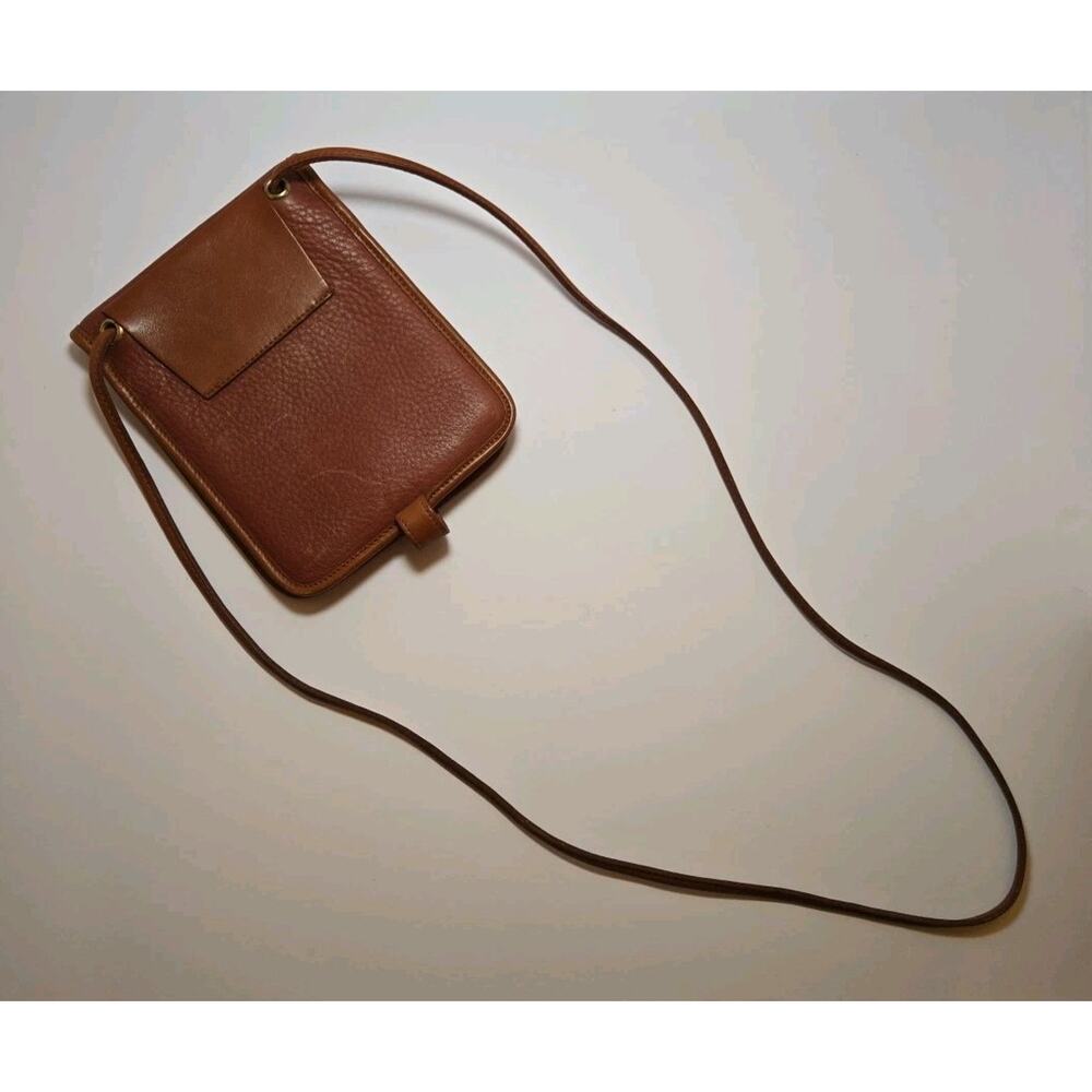 Bugatti Saddle Brown Leather Crossbody Purse Snap Latch Zip Travel 6x7.5"